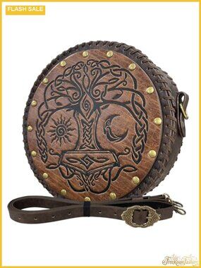 Viking Embossed Faux Leather Crossbody Bag Nordic Satchel